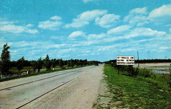 45th Parallel Marker - Vintage Postcard (newer photo)